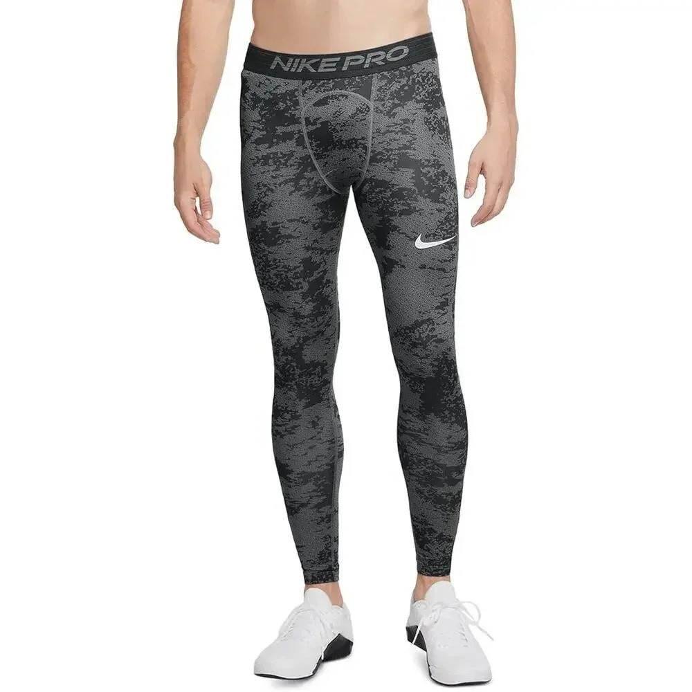 NIKE Pro Black All Over Camo Print Training Tights Athletic Pants Size Small